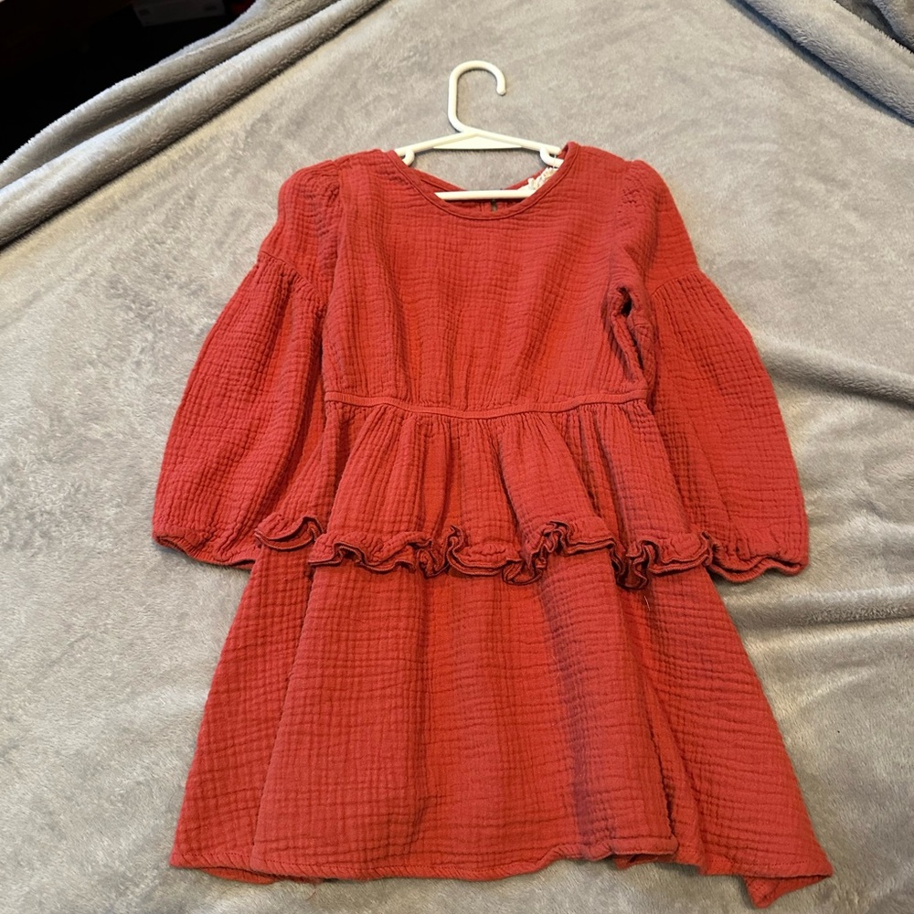 Burnt orange Ruffled Peplum Sundress